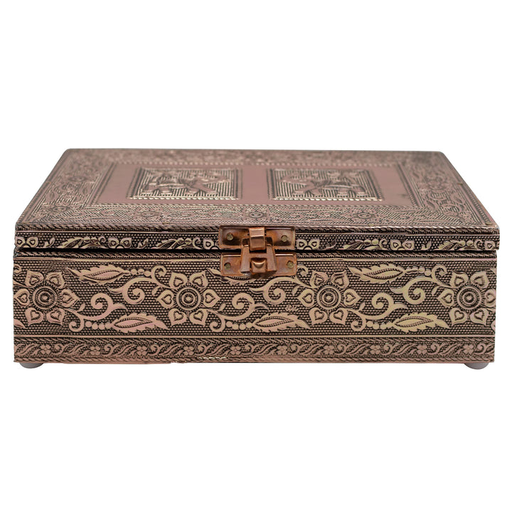 Copper-Tone Metal Gift and Jewelry Box | Beautiful Floral and Elephant Design | Great Gift for Bridesmaids, First Communion, or Graduation | Hold Jewelry, Photos, Trinkets, or Makeup