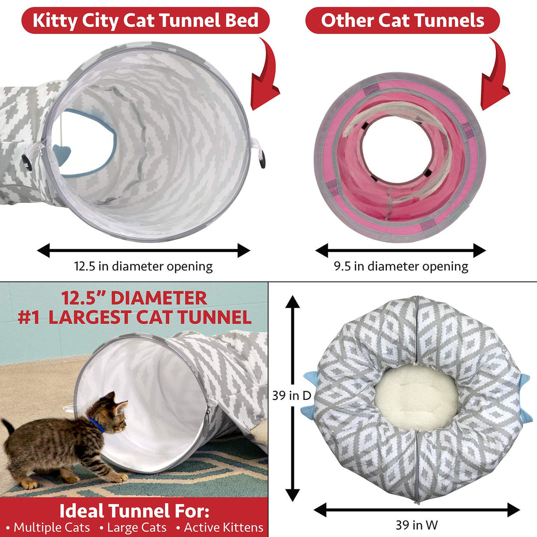 Large Cat Tunnel Bed, Cat Bed, Pop Up Bed, Cat Toys, White