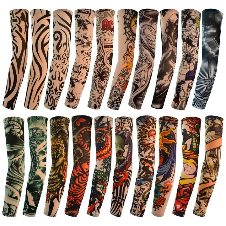 20pcs Tattoo Arm Sleeves Temporary Fake Slip on Arm Protector Body Art Arm Stockings Accessories - Designs Tribal, Dragon, Skull, and Etc.