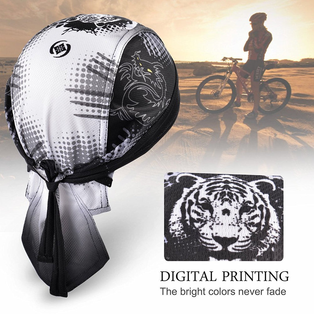 Absorptive Moisture Sweat Wicking Dew Rag Beanie Helmet Liner Cooling Skull Cap Quick Dry Adjustable Hat Head Wrap for Men Women Cycling Riding Skiing Motorcycling Trekking Mountain Climbing (Tiger)