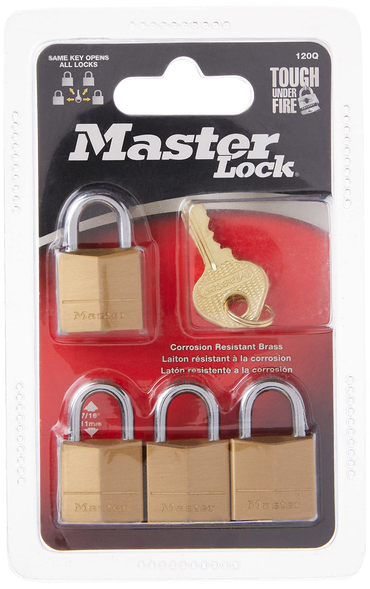 Padlock, Solid Brass Lock, 3/4 in. Wide, 120Q (Pack of 4-Keyed Alike)