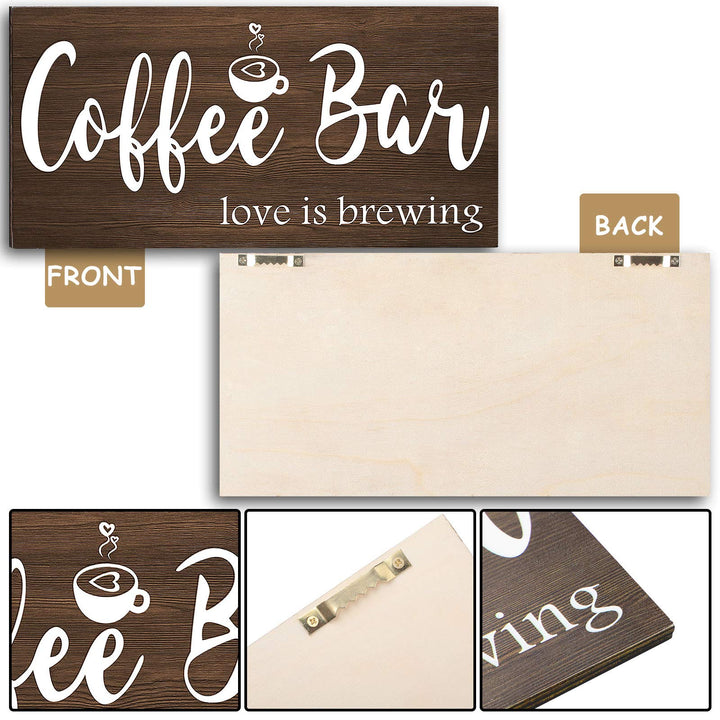 Coffee Bar Sign Rustic Wood Coffee Sign Farmhouse Coffee Bar Wall Decor Wood Plaque Hanging Sign for Home Housewarming Coffee Bar Coffee Station, 12 x 6 Inch