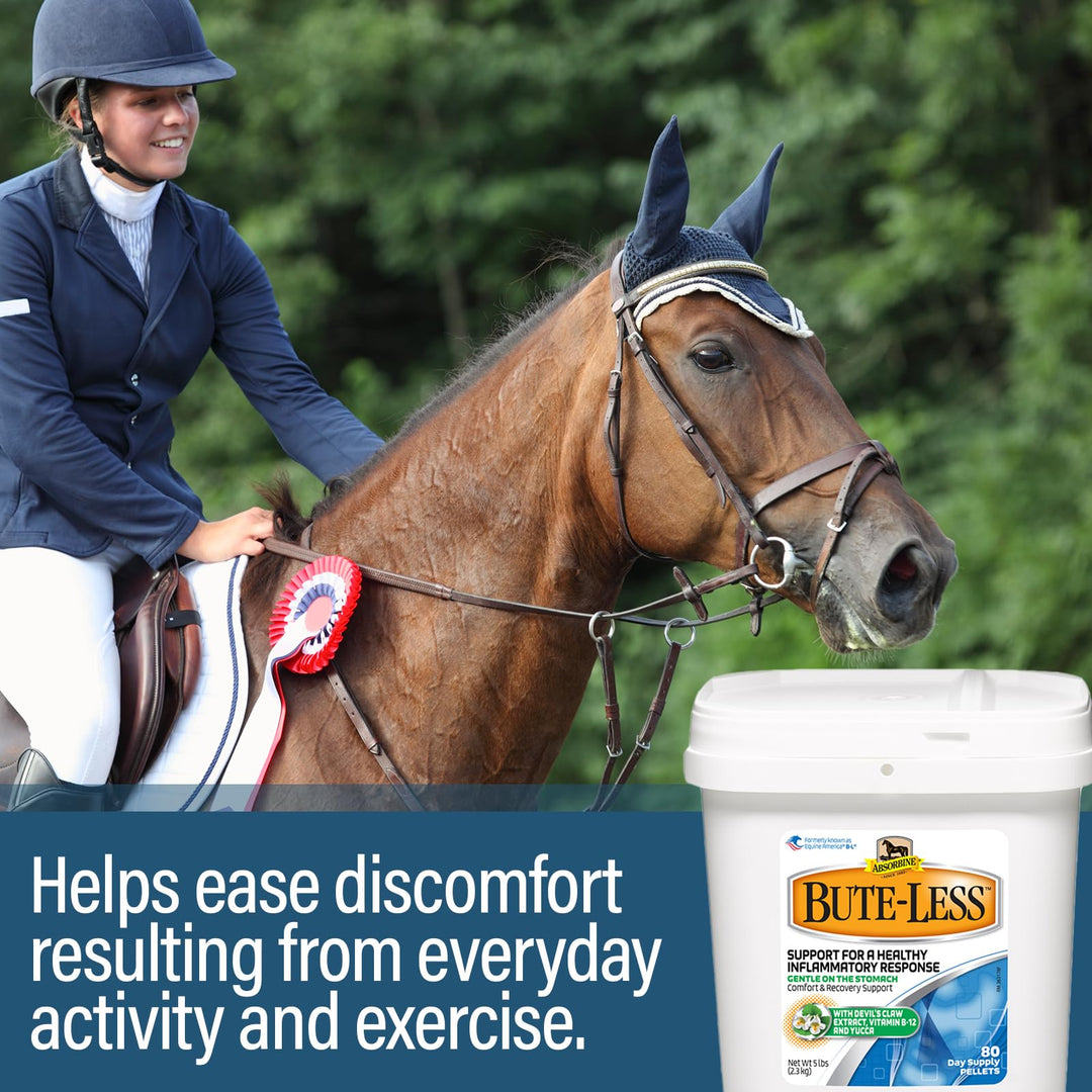 Absorbine Bute-Less Comfort & Recovery Supplement Pellets, Healthy Inflammatory Response, 5 lb / 80 Day Supply