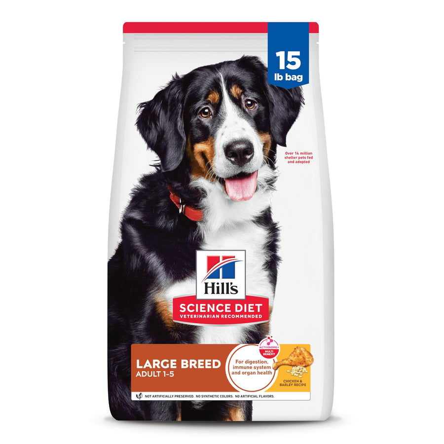 Science Diet Large Breed, Adult 1-5, Large Breed Premium Nutrition, Dry Dog Food, Chicken & Barley, 15 lb Bag