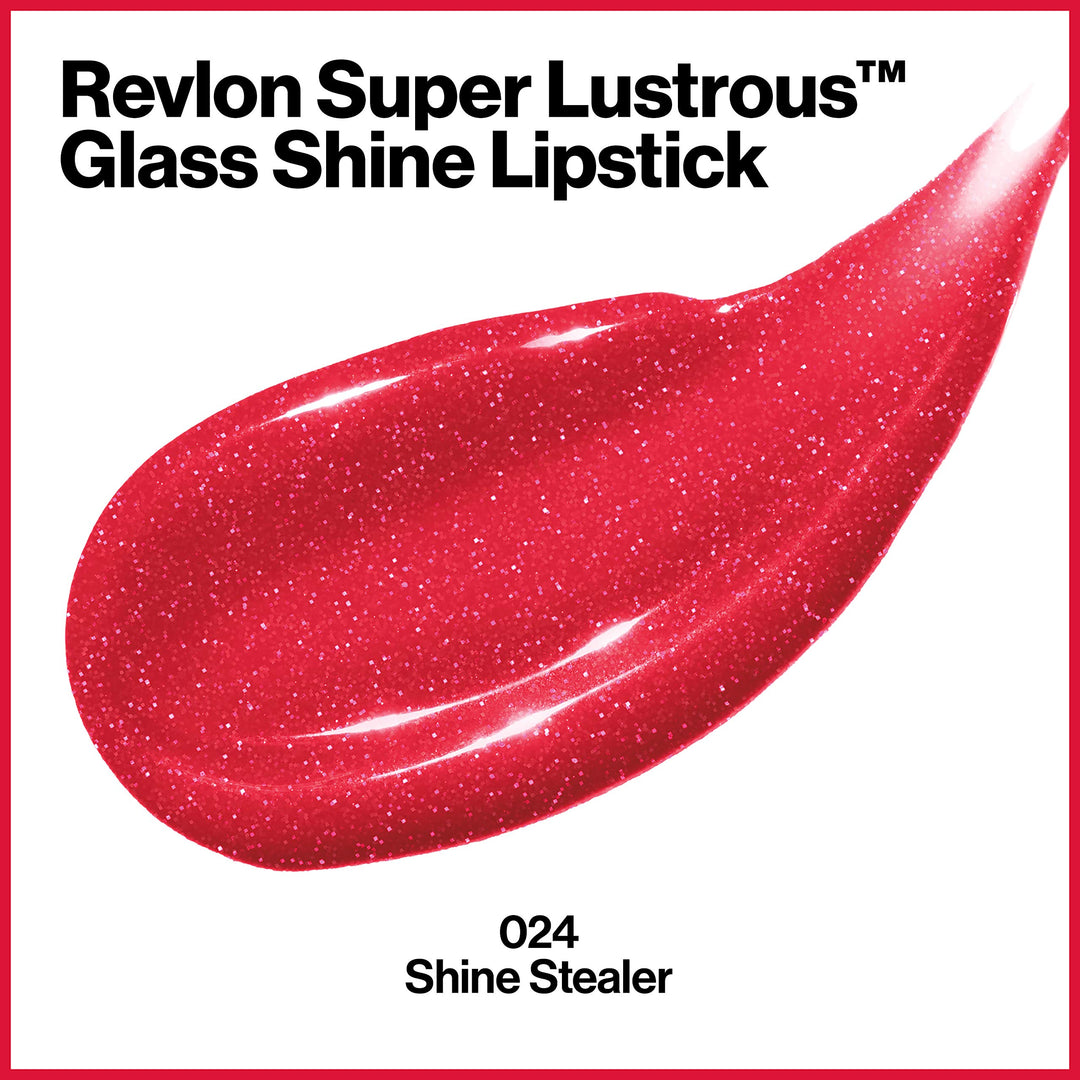 Super Lustrous Glass Shine Lipstick, Flawless Moisturizing Lip Color with Aloe, Hyaluronic Acid and Rose Quartz, Shine Stealer (024), 0.15 oz