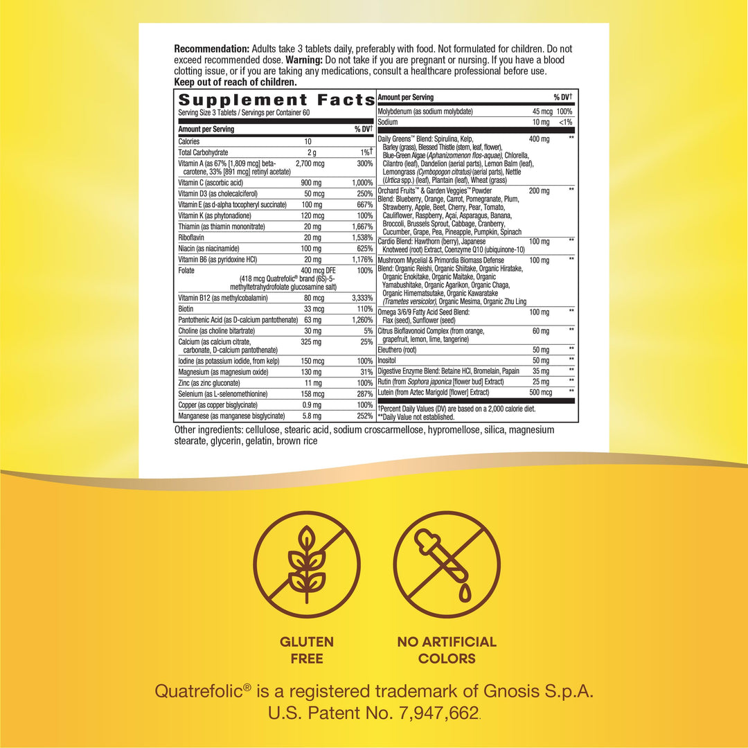 Nature&#39;s Way Alive! Max3 Potency Adult Complete Multivitamin, High Potency B-Vitamins to Support Energy Metabolism*, with Methylated B12 and Folate, No Added Iron, 180 Tablets (Packaging May Vary)