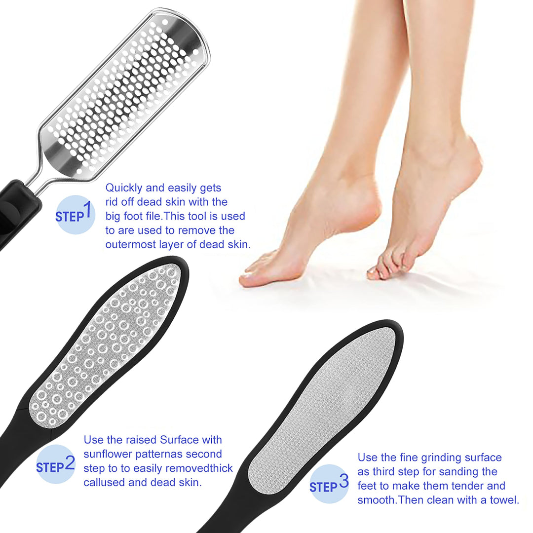 BS-MALL 2PCS Professional Pedicure Rasp Foot File Cracked Skin Corns Callus Remover for Extra Smooth and Beauty Foot