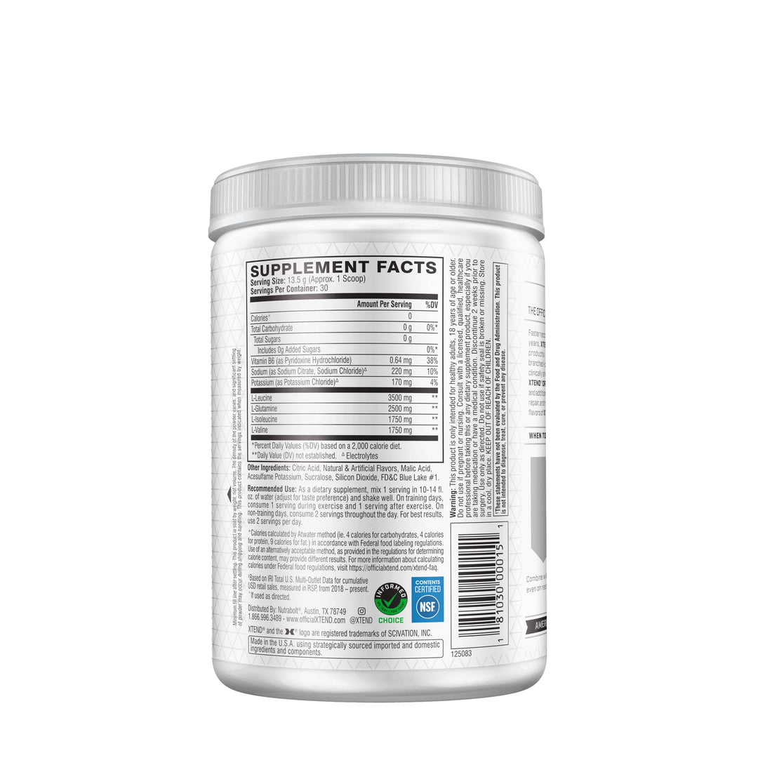 XTEND Original BCAA Powder 7g BCAA and 2.5g L-Glutamine, Sugar Free Post Workout Muscle Recovery Drink with Amino Acids for Men &amp; Women, 30 Servings