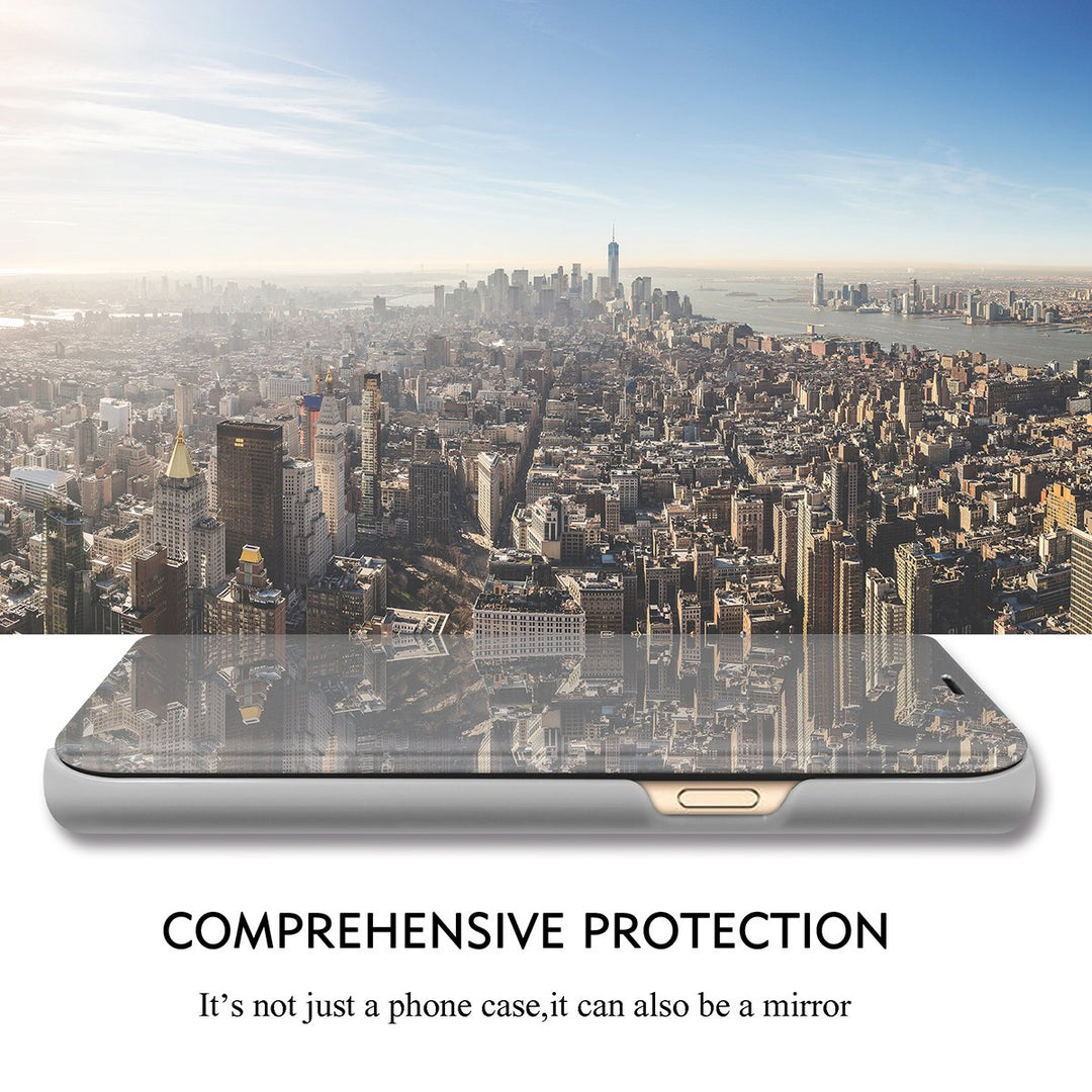 Gxmeuie S22 Ultra Leather Case, Clear View Makeup Mirro