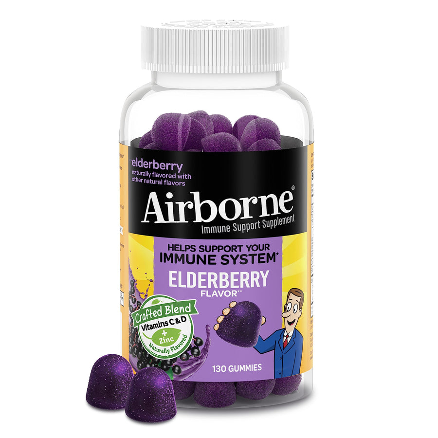 Elderberry + Zinc & Vitamin C Gummies For Adults, Immune Support Vitamin D & Zinc Gummies with Powerful Antioxidant Vitamins C D & E - 130 Gummies, Elderberry Flavor
