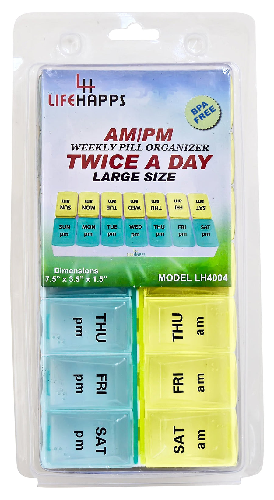 PILL BOX AM/PM LARGE WEEKLY PILL ORGANIZER BPA FREE by 