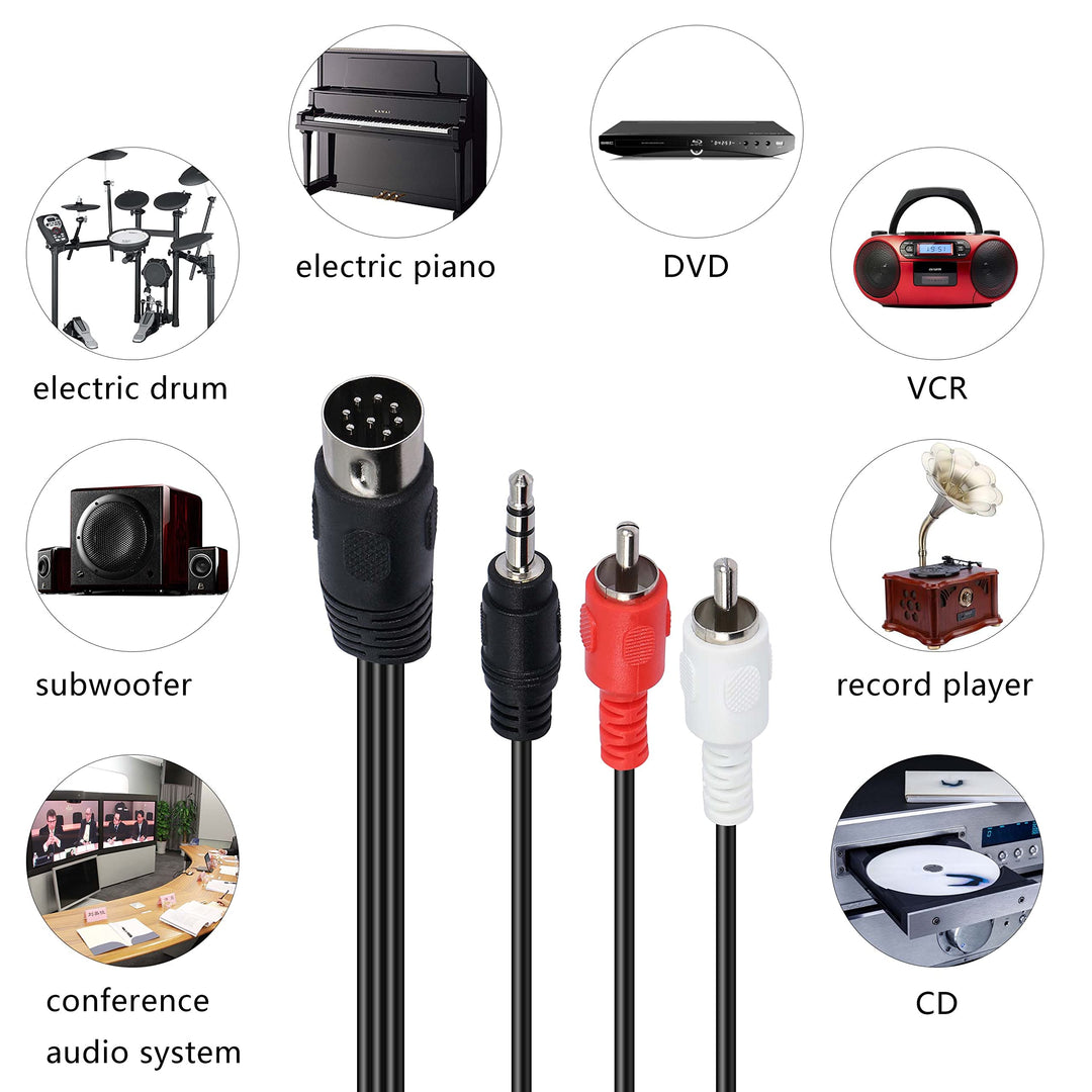 XMSJSIY Din 8 Pin to RCA 3.5mm Midi Cable, 8 Pin DIN Ma