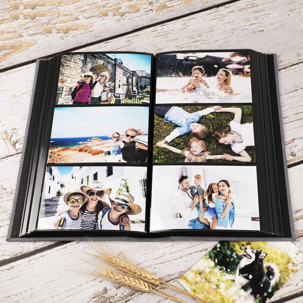Photo Album 4x6 Photos Hold 408 Slip-in Acid-Free Black Pockets Picture Book, Linen Cover Small Photo Albums for Wedding Anniversary Family Baby Vacation Christmas Gifts (Red)
