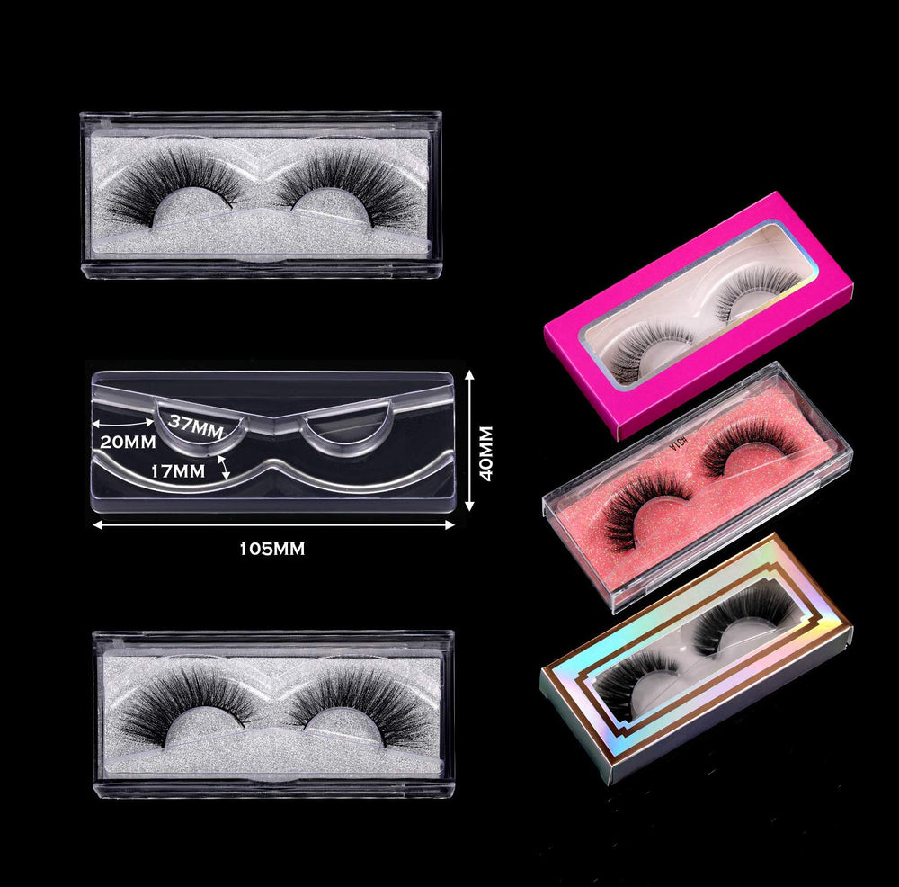 100 Pcs Triangle Clear Mink Lash Trays Holder Plastic Clear Eyelash Trays Transparent Lid Tray for False Eyelash Storage Case Packaging Box Cosmetic Container Lash Case