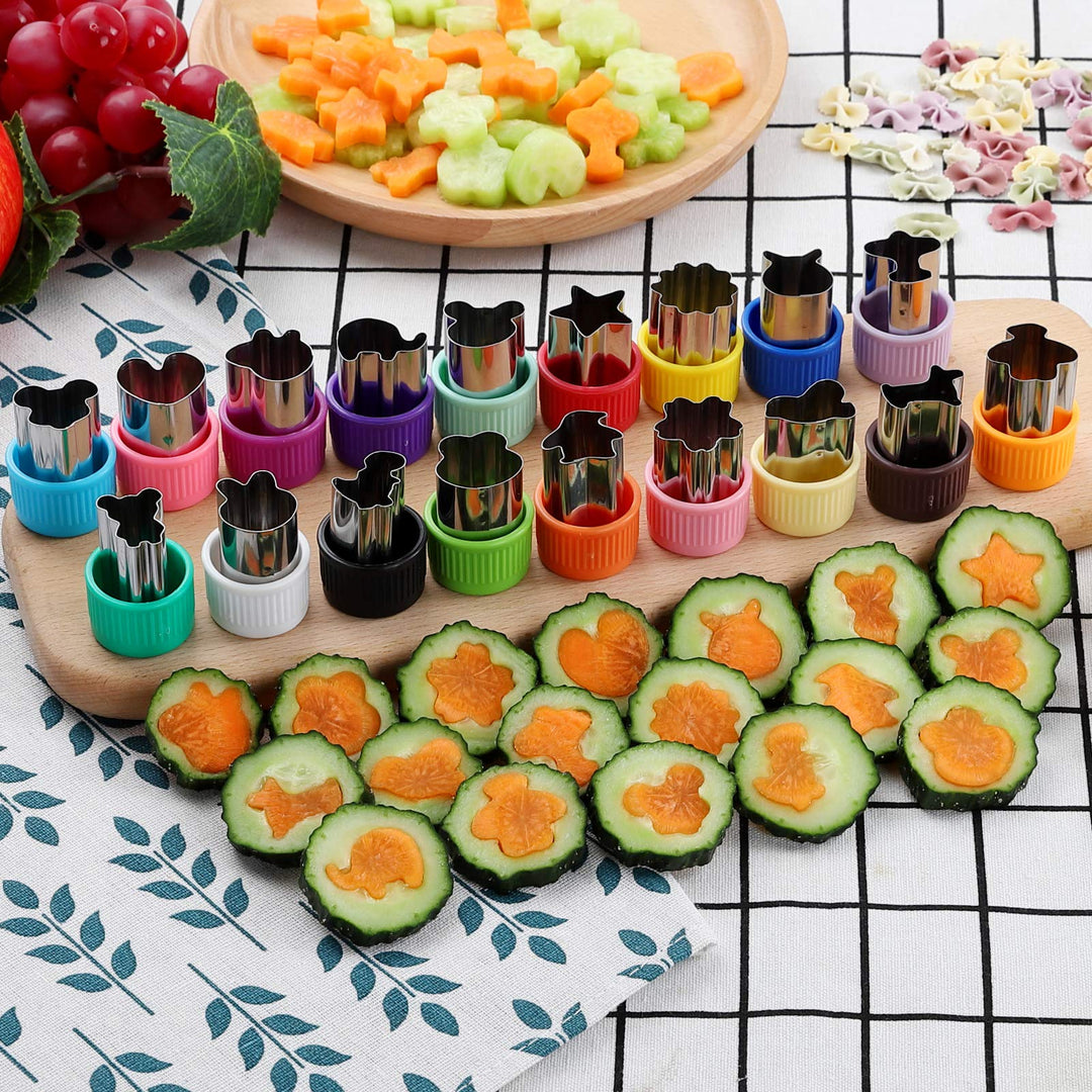 Vegetable Cutter Shapes Set,18pcs Diffent Colours and shapes Mini Sizes Cookie Cutters Set Fruit Cookie Pastry Stamps Mold,Baking Tools &amp; Accessories