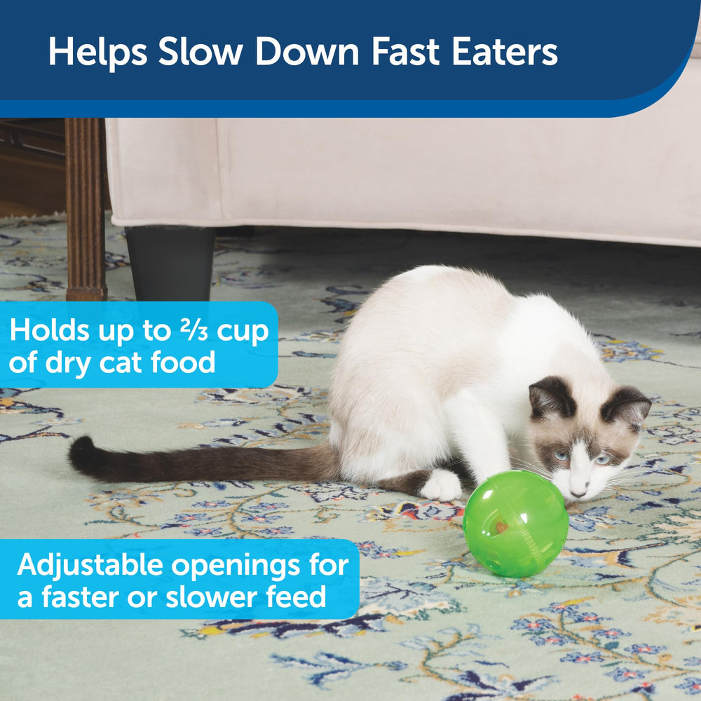 Slimcat Feeder Ball - Interactive Game for Your Cat - Fill with Food and Treats - Green
