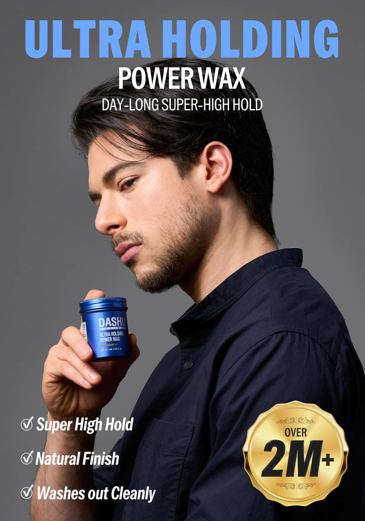 DASHU Ultra Holding Power Men Hair Wax Strong Hold | Long Lasting & Easy to Wash Edge Control Hair Styling Wax w/Collagen & Argan Oil 3.38 fl oz