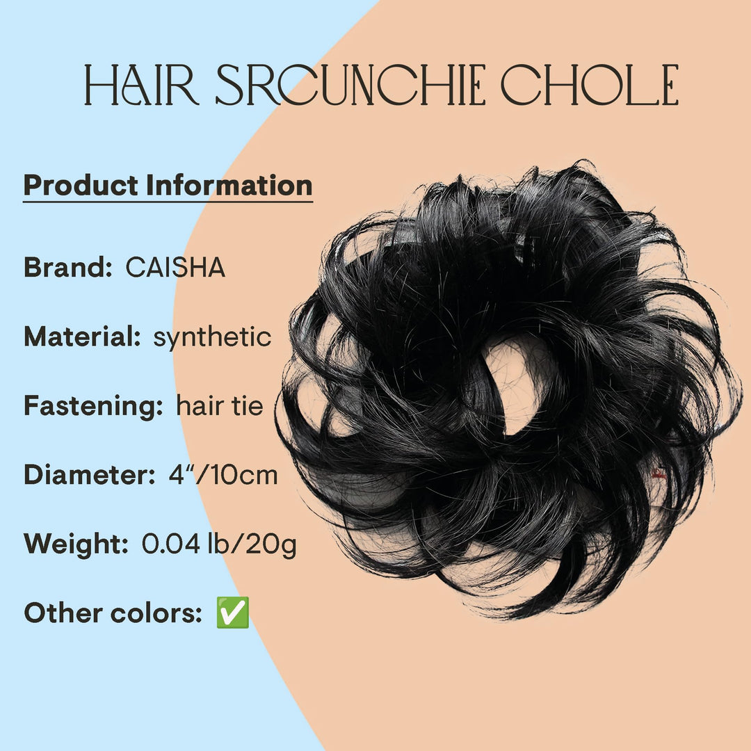 Black # 1B G1C : PRETTYSHOP Scrunchy Scrunchie Bun Up Do Hair Piece Hair Ribbon Ponytail Extensions Wavy Messy Black # 1B G1C