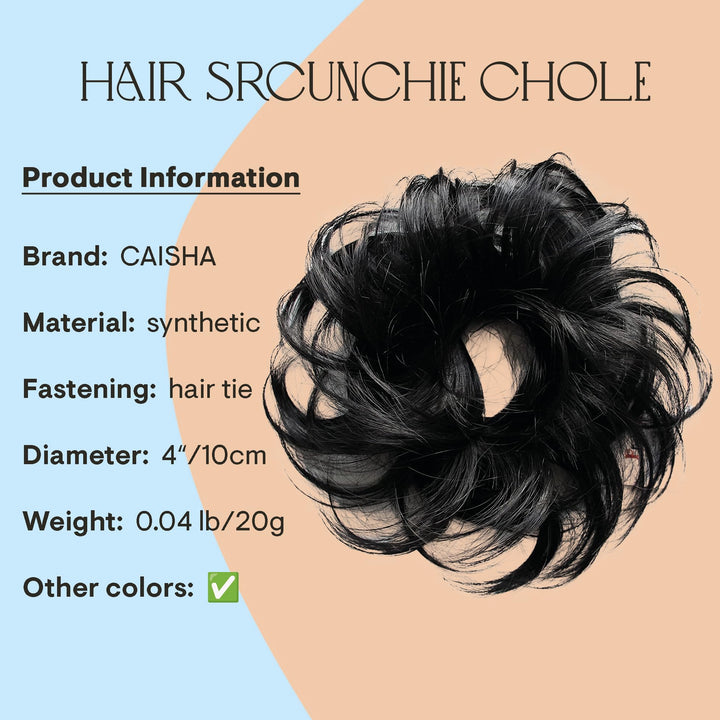 Black # 1B G1C : PRETTYSHOP Scrunchy Scrunchie Bun Up Do Hair Piece Hair Ribbon Ponytail Extensions Wavy Messy Black # 1B G1C
