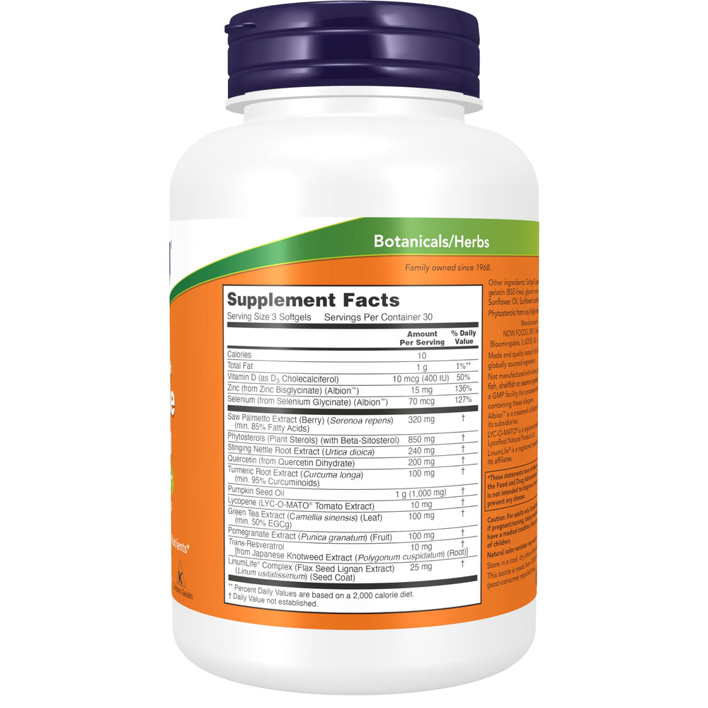 NOW Supplements, Prostate Health, Clinical Strength Saw Palmetto, Beta-Sitosterol & Lycopene, 90 Softgels