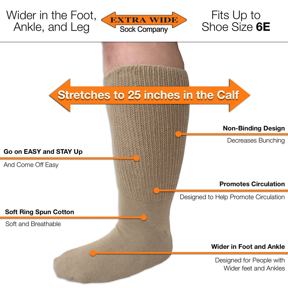 Extra Wide Comfort Fit Athletic Crew (Mid-Calf) Socks for Men and Women, Pick your size, Do not size up (Medium, Medium - White)
