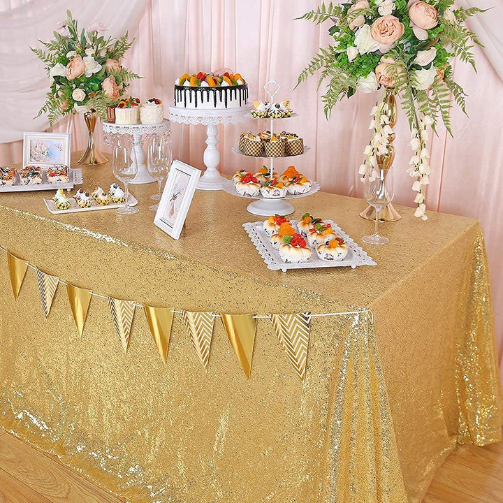 Gold Sequin Tablecloth Rectangle - 55x80inch Glitter Gold Tablecloth Sparkle Sequined Table Cloth for Banquet Christmas Party Wedding Baby Shower Birthday