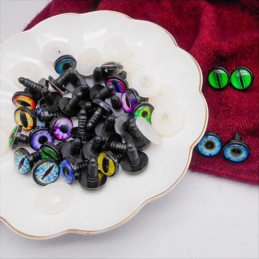 16 Pairs 14mm 16mm Dragon Eye Safety Eyes with Washer for Stuffed Animal Eyes Amigurumi Crochet Toy Craft Eyes for Teddy Bear Doll Making Supplies (16MM)