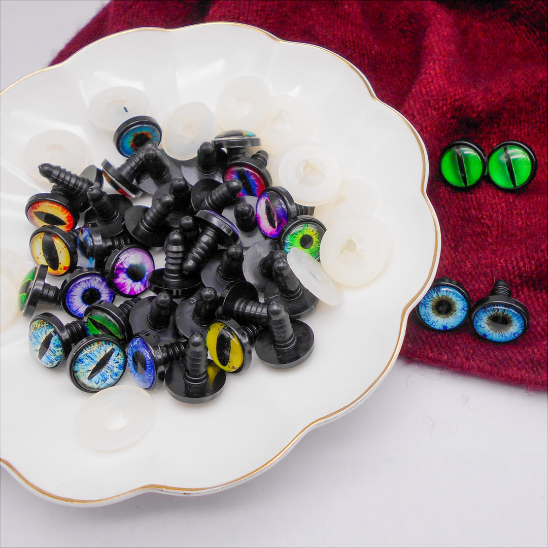 16 Pairs 14mm 16mm Dragon Eye Safety Eyes with Washer for Stuffed Animal Eyes Amigurumi Crochet Toy Craft Eyes for Teddy Bear Doll Making Supplies (16MM)