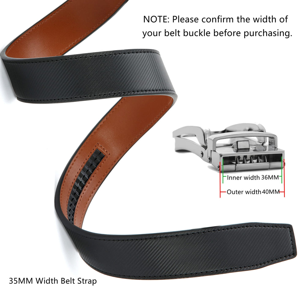 Ratchet Belt Replacement Strap 1 3/8”, Leather Belt Strap for 40MM Slide Click Buckle