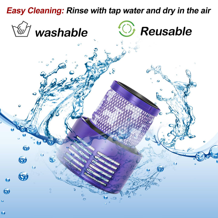 Replacement V10 Filters for Dyson V10 Cyclone Series, V10 Absolute, V10 Animal, V10 Total Clean, SV12, Replace Part No. 969082-01, 3 Pack Filters and 1 Clean Brush