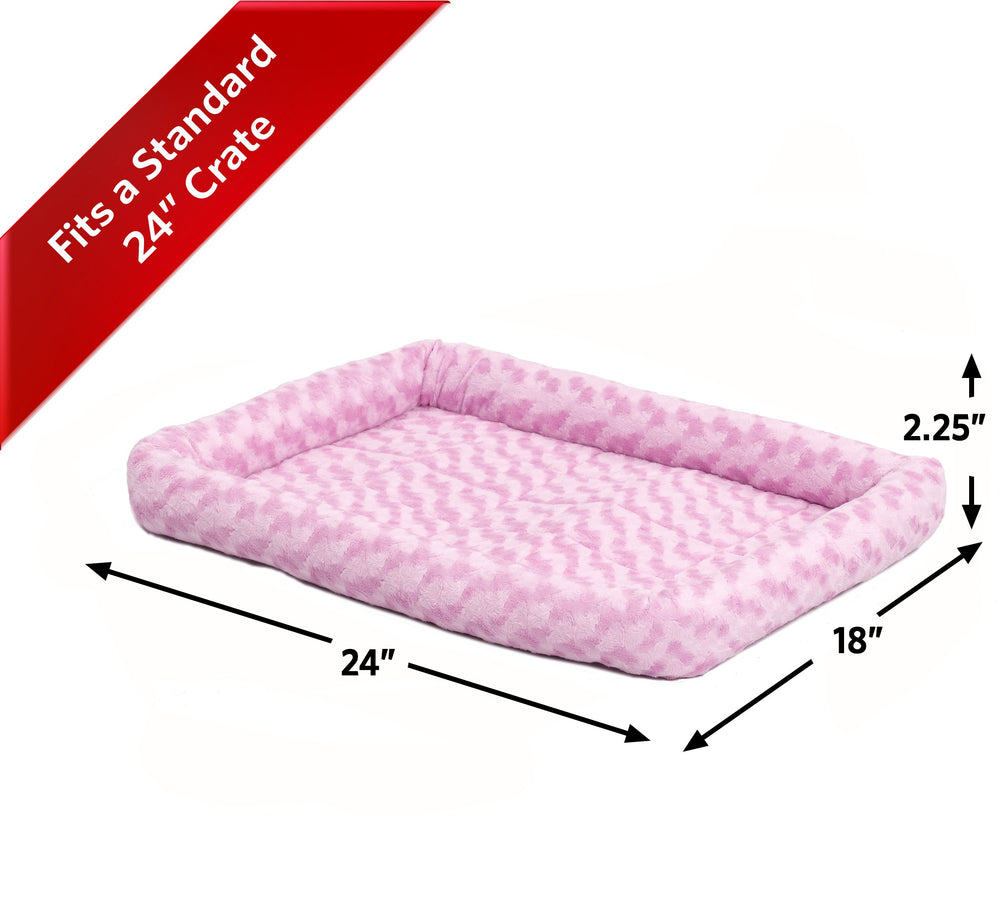 Bolster Dog Bed 24L-Inch Pink Dog Bed or Cat Bed w/Comfortable Bolster | Ideal for Small Dog Breeds & Fits a 24-Inch Dog Crate | Easy Maintenance Machine Wash & Dry