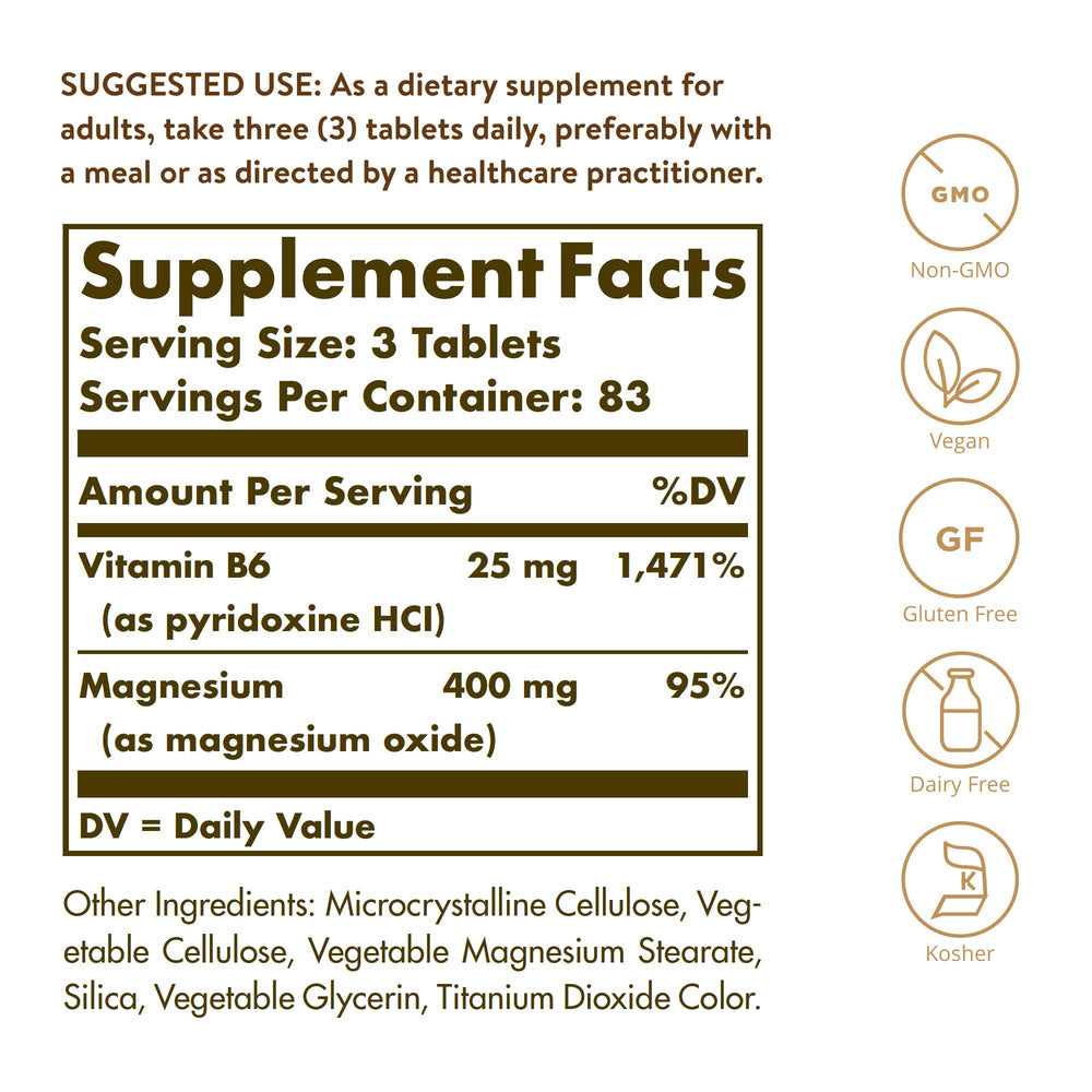 Solgar Magnesium with Vitamin B6, 250 Tablets - Promote