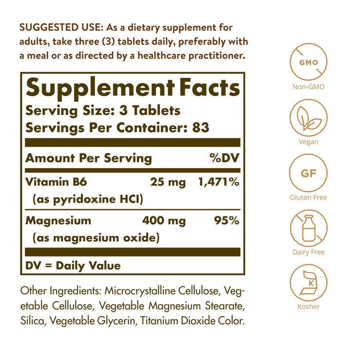 Solgar Magnesium with Vitamin B6, 250 Tablets - Promote