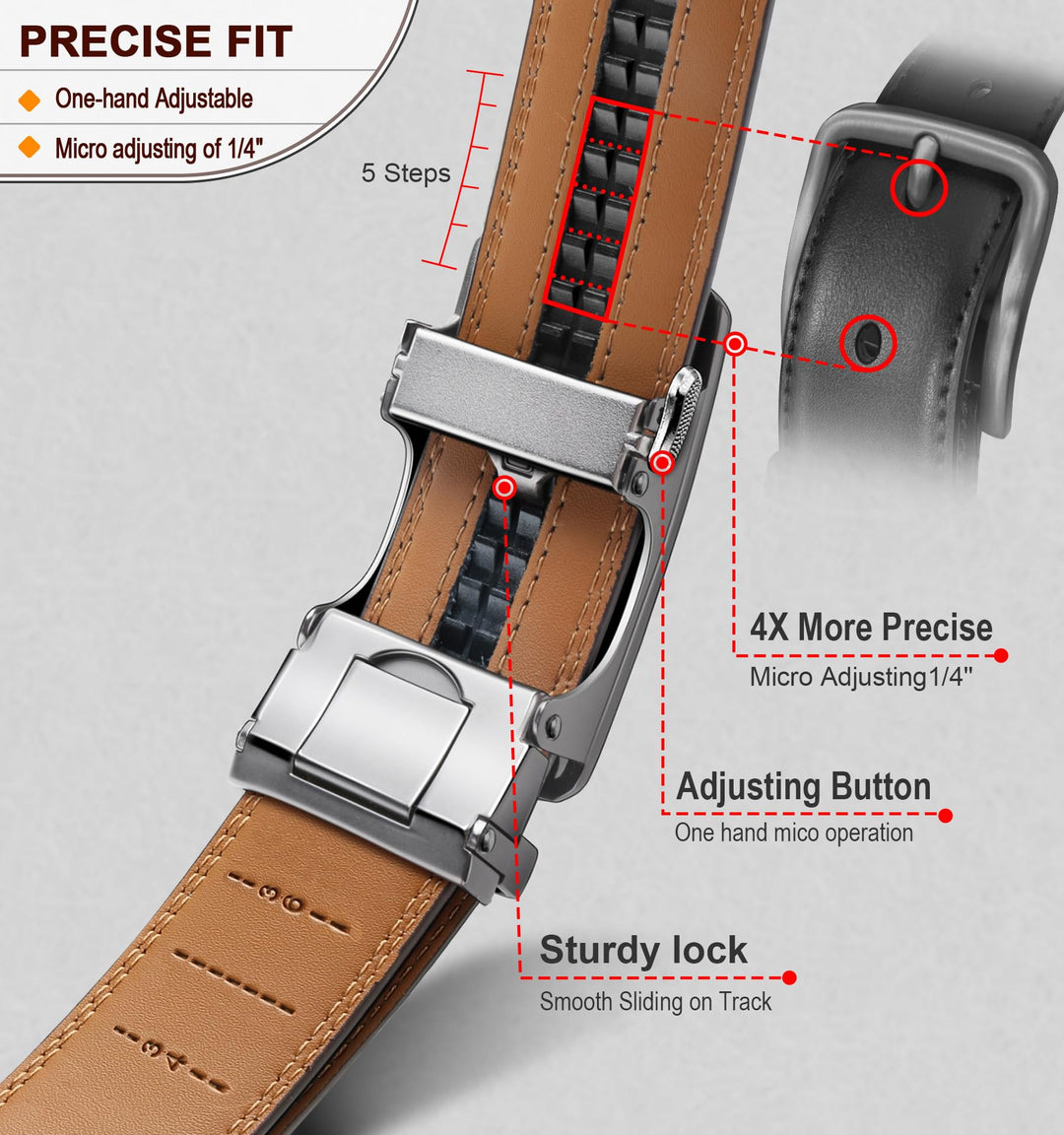 BULLIANT Men&#39;s Belt, Slide Ratchet Belt For Gif