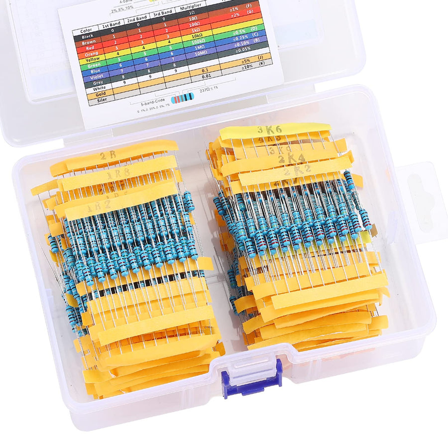 130 Values 1300PCS Resistor Kit 1/2W 1% Metal Film Resistors 1 Ohm-3M Ohm Assortment Kit for DIY Projects and Experiments