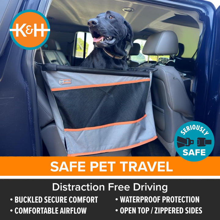 K&amp;H Pet Products Buckle N Go Dog Car Seat for Large Dogs, Waterproof Fabric, Breathable Mesh Sides, Adjustable Seat Belt Leash, Carseat for Medium to Large Pets, Car Seat Cover - 21 X 19 X 19in
