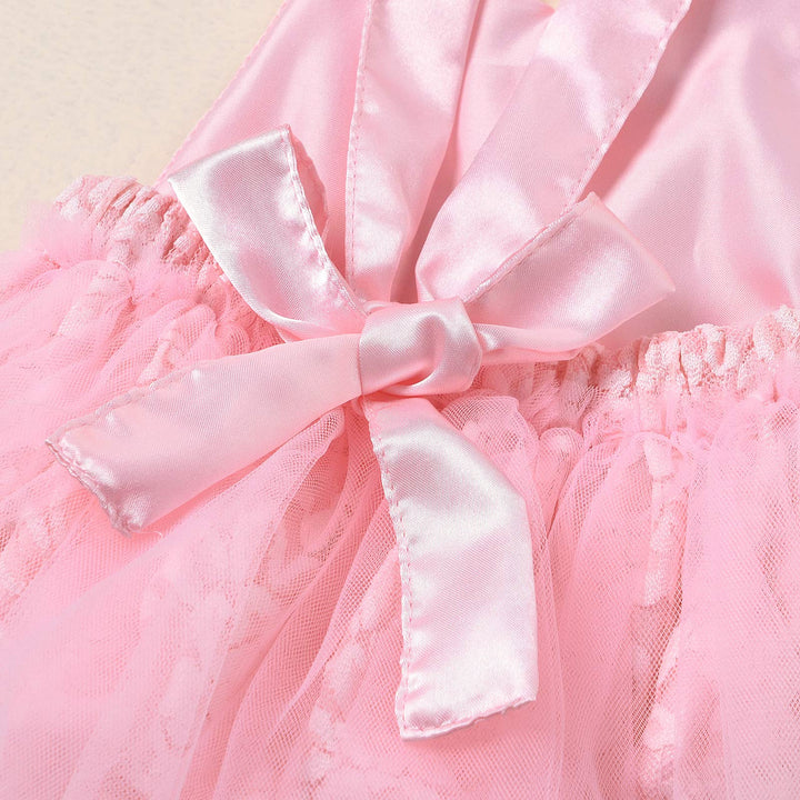 Baby Girl 1st Birthday Outfit Lace Tulle Romper Princess Tutu Dress First Birthday Photography Clothes Pink 9-12 Months