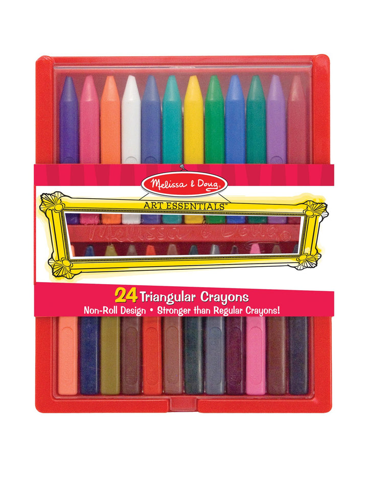 Melissa &amp; Doug Triangular Crayons - 24-Pack in Flip-Top Case, Non-Roll