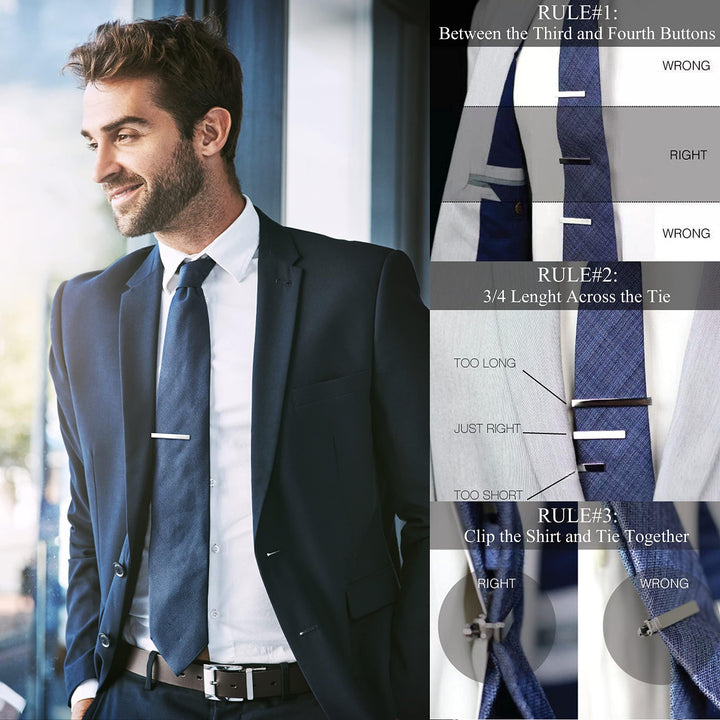 Jstyle 8Pcs Tie Clips for Men, Matte and Shiny Tie Clip