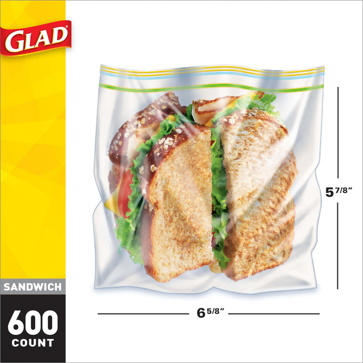 Glad Zipper Food Storage Plastic Bags - Sandwich - 100 