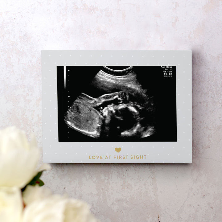 Little Blossoms Pearhead Love At First Sight Sonogram Picture Frame, Ultraound Pregnancy Keepsake, Gender-Neutral Nursery Décor For Baby Girl or Baby Boy, Polka Dot, 6.94x5.25x.75 Inch (Pack of 1)