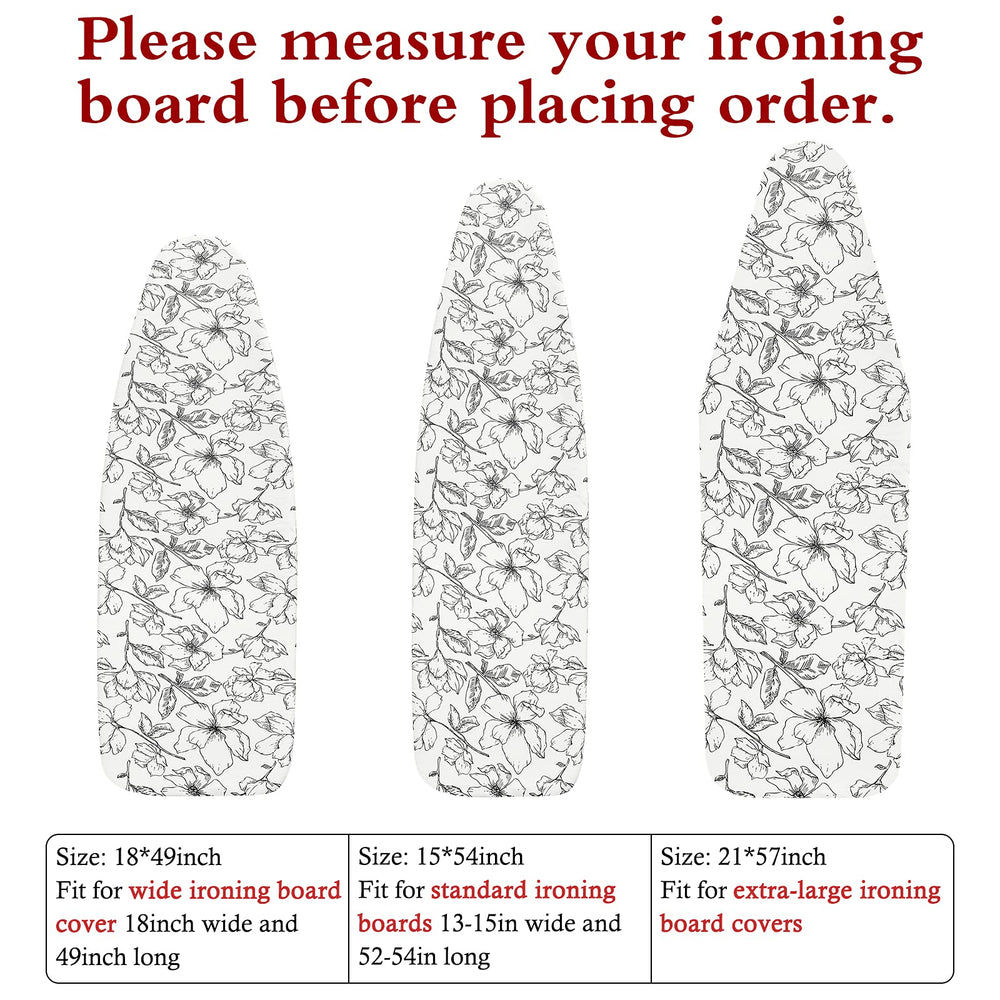 15x54 Ironing Board Cover and Pad with Elastic Edge and Scorch and Stain Resistant Thick Padding Ironing Board Covers 4 Fasteners and Protective Scorch Mesh Cloth