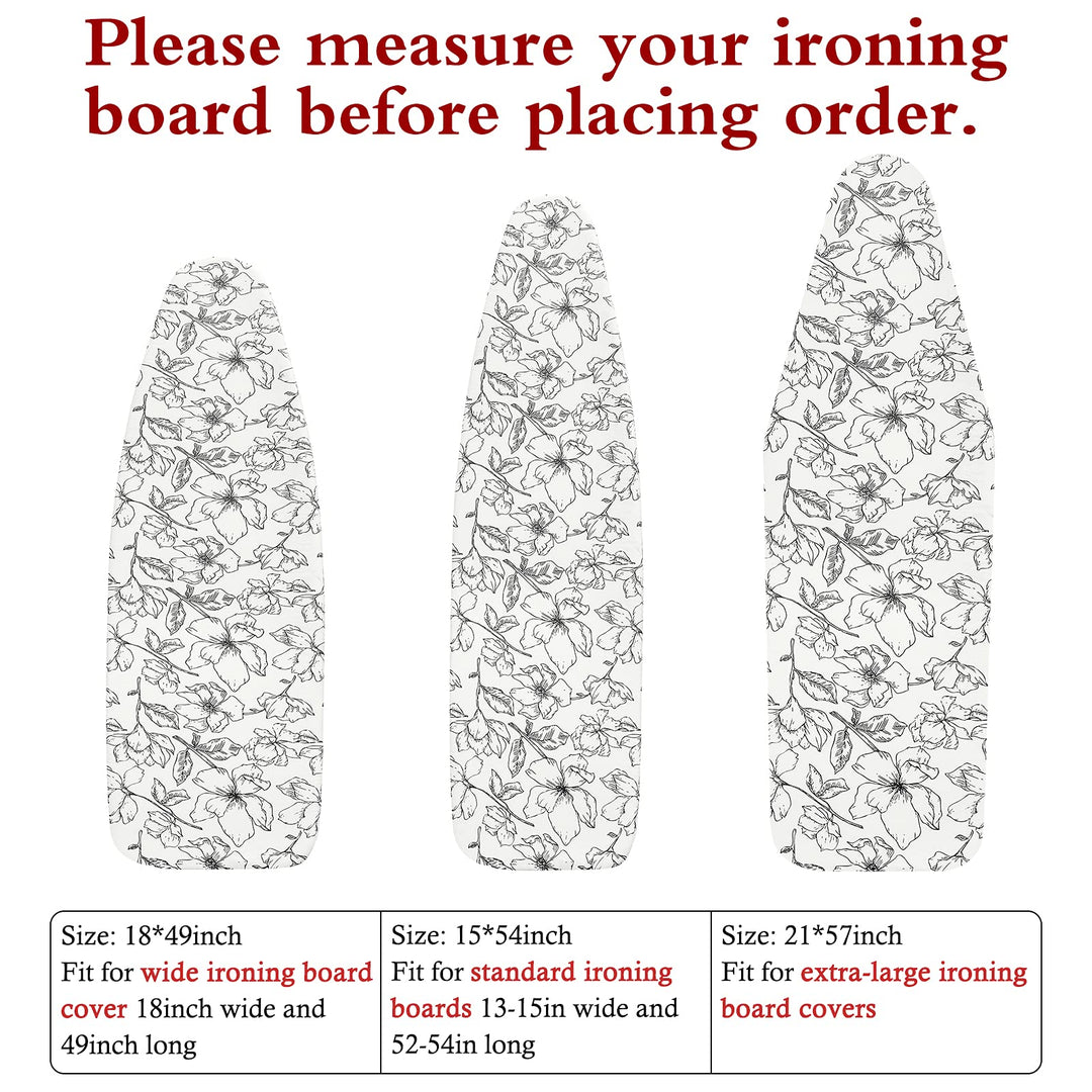 15x54 Ironing Board Cover and Pad with Elastic Edge and Scorch and Stain Resistant Thick Padding Ironing Board Covers 4 Fasteners and Protective Scorch Mesh Cloth