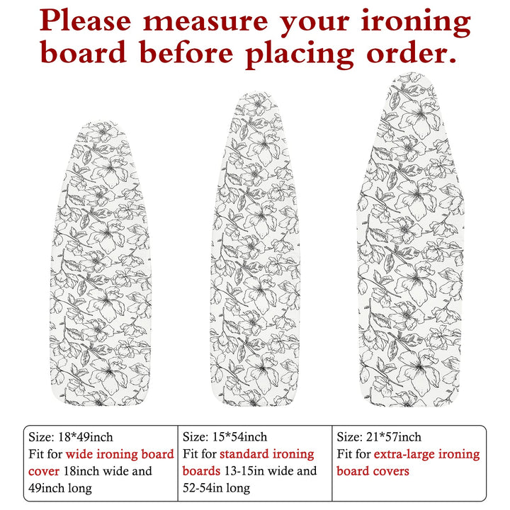 15x54 Ironing Board Cover and Pad with Elastic Edge and Scorch and Stain Resistant Thick Padding Ironing Board Covers 4 Fasteners and Protective Scorch Mesh Cloth