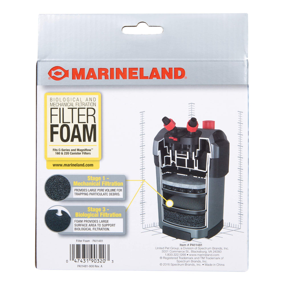 Marineland Filter Foam 2 Count, Supports Biological And Mechanical aquarium Filtration, Rite-Size S