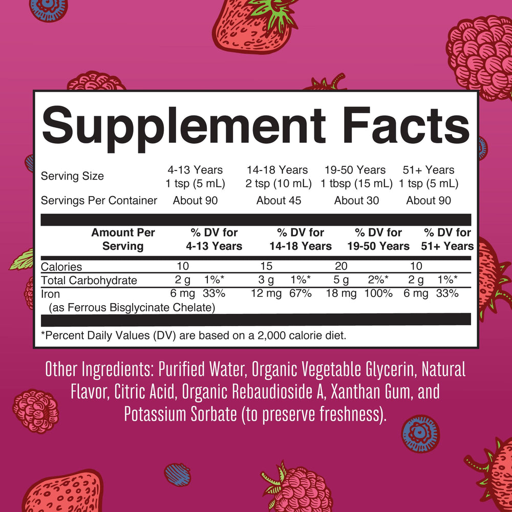 Iron Supplement for Women Men & Kids, Liquid Iron Supplement for Women Men & Kids, Iron for Healthy Blood & Oxygen, Ages 4 & Up, Sugar Free, Vegan, Non-GMO, Gluten Free, 15.22 Fl Oz