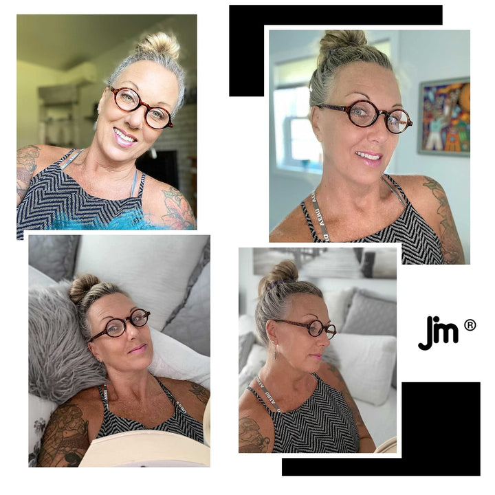 JM Set of 4 Retro Round Reading Glasses Spring Hinge Re