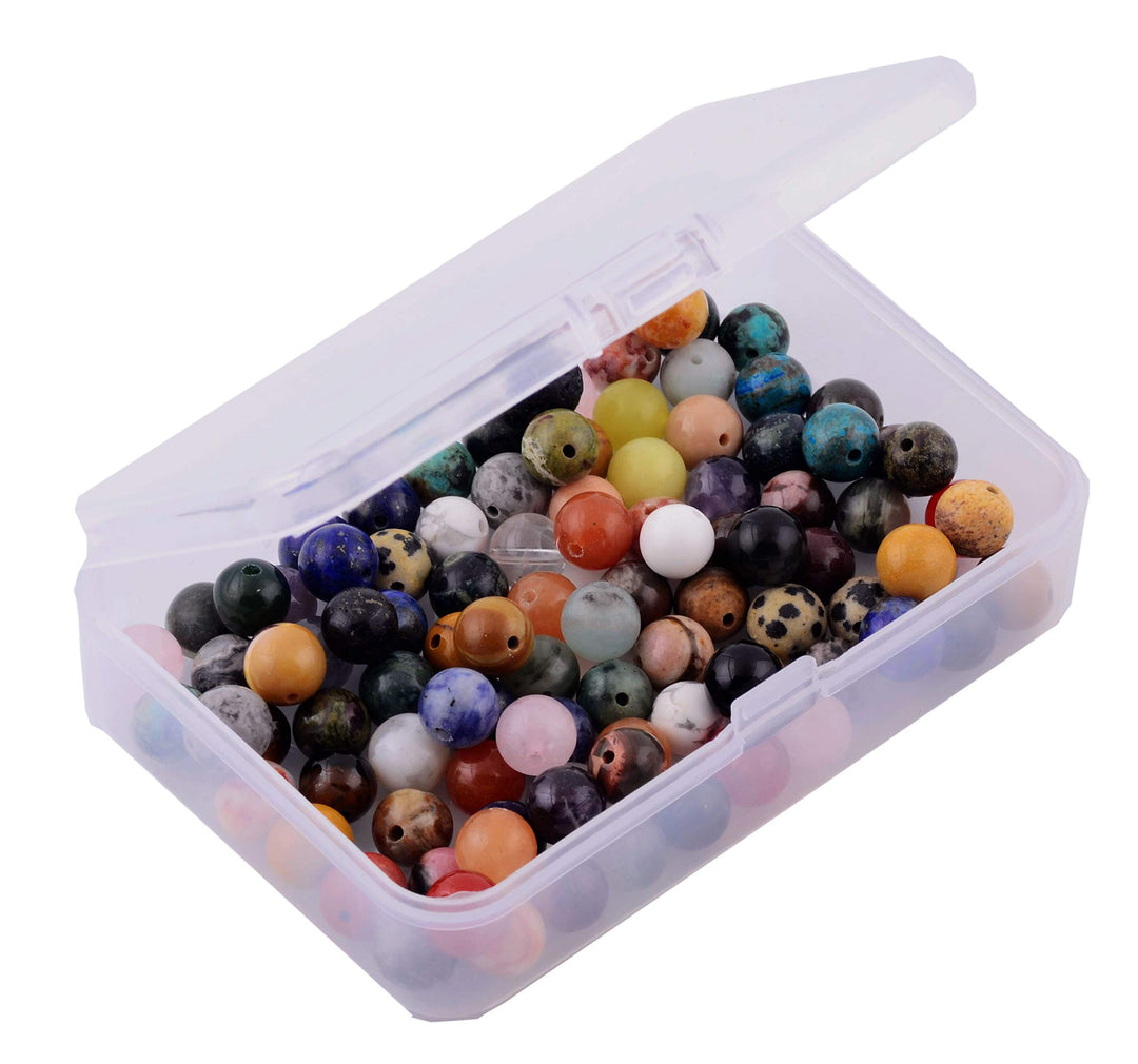Natural Stone Beads 100pcs Round Genuine Real Stone Beading Loose Gemstones Hole Size 1mm DIY Smooth Bead for Bracelet Necklace Earrings Jewelry Making(Natural Stone Beads Multicolor, 8mm)
