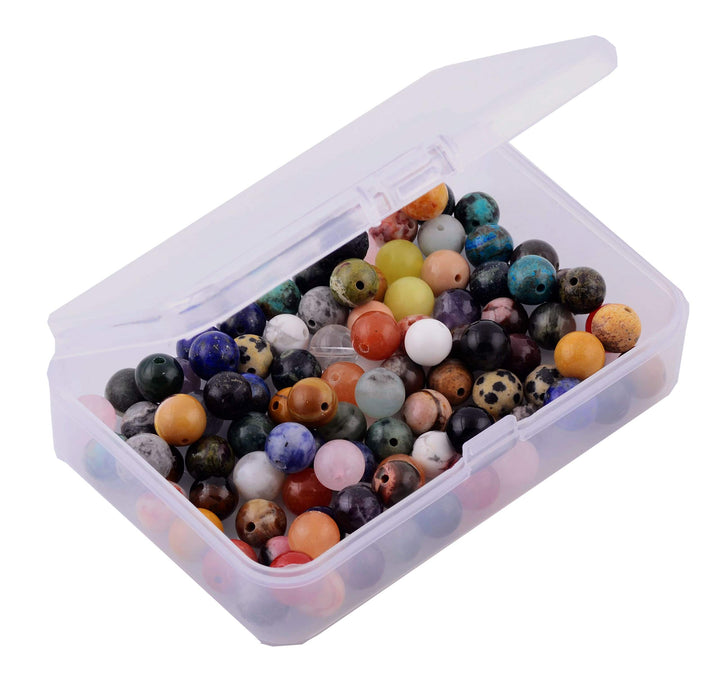 Natural Stone Beads 100pcs Round Genuine Real Stone Beading Loose Gemstones Hole Size 1mm DIY Smooth Bead for Bracelet Necklace Earrings Jewelry Making(Natural Stone Beads Multicolor, 8mm)