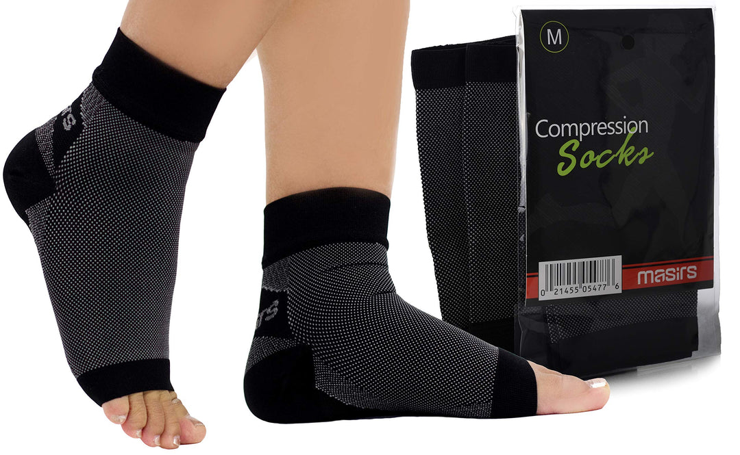 Masirs Ankle Compression Socks - A Toeless foot Sleeve, Splint for Women Neuropathy, Ankle Swelling Relief, Heel Pain.